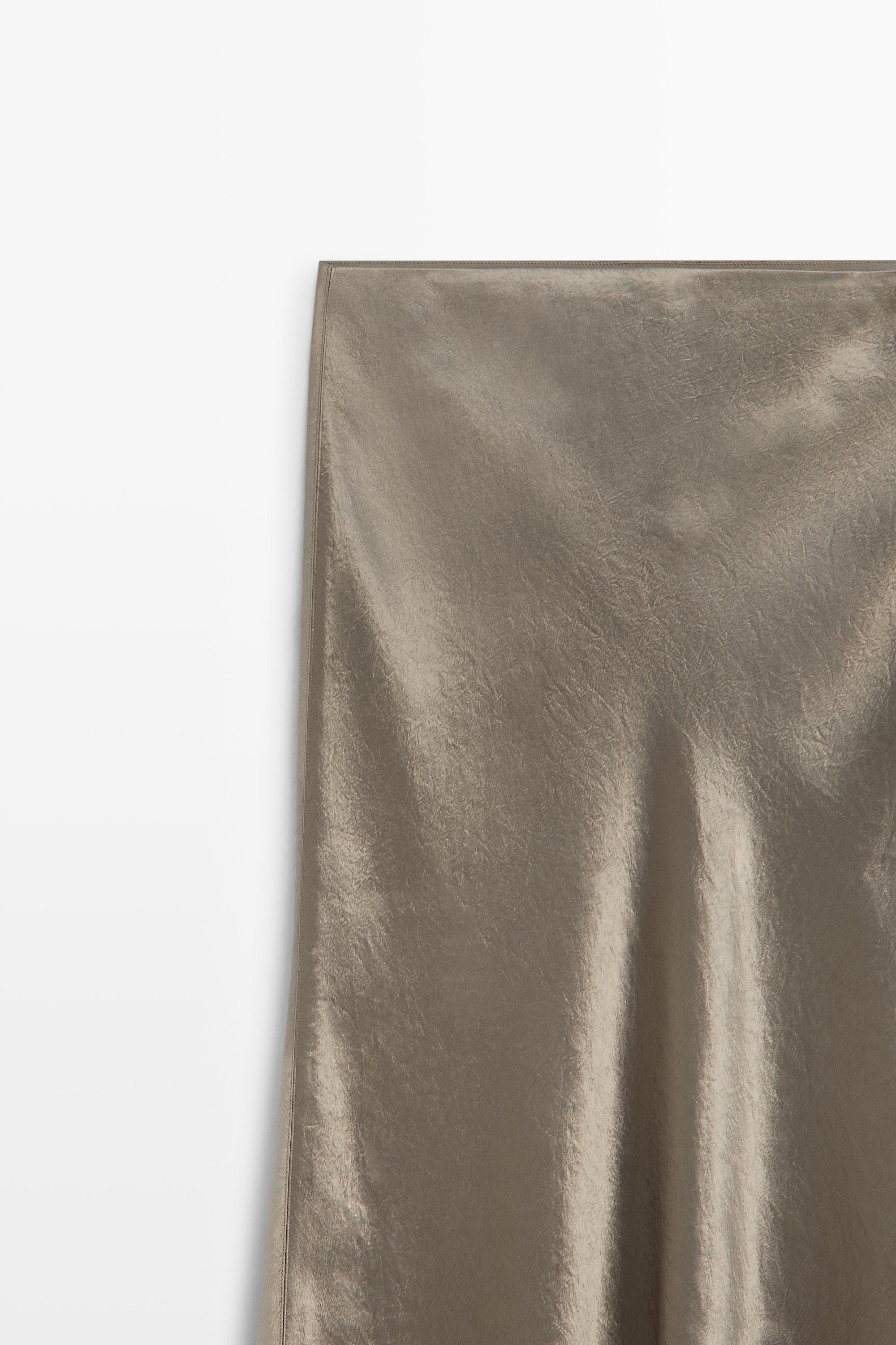 Satin flared midi skirt