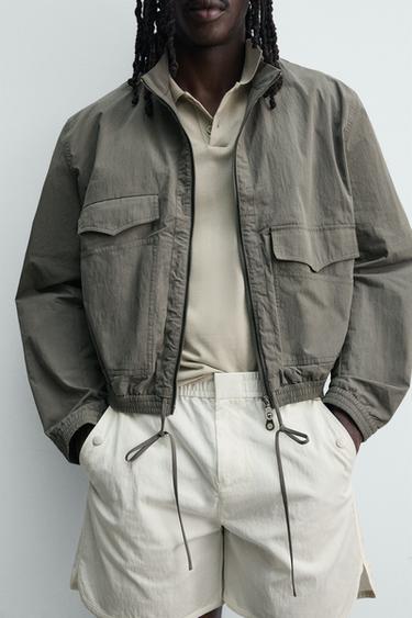 CROPPED FIT TECHNICAL JACKET - Taupe grey by Zara - Image 5