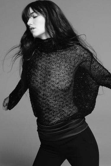 CAMISA ABALORIOS ZW COLLECTION - Negro de Zara