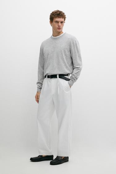 Zara Wool blend round neck knit sweater - Gray marl - Image 0