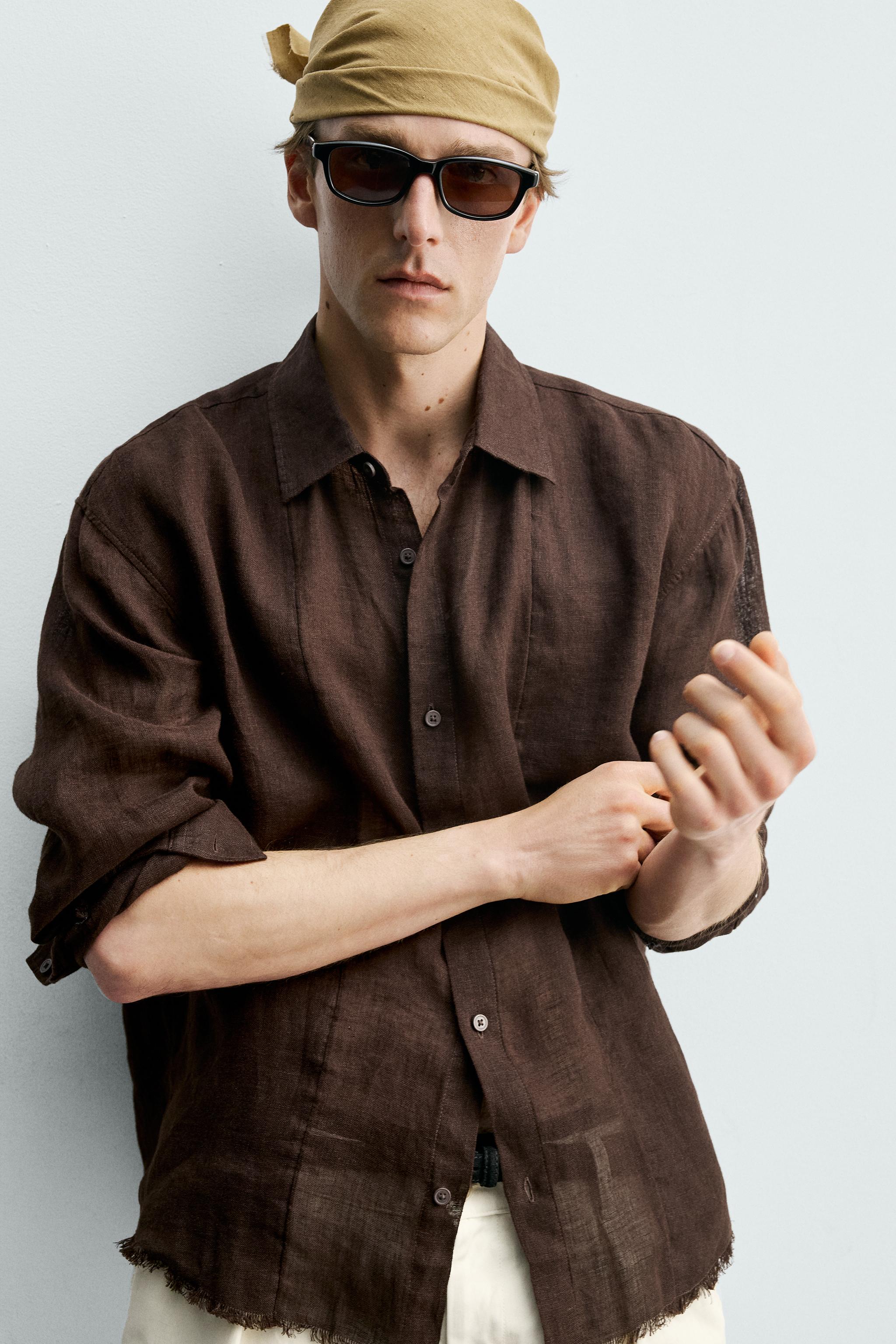 100% LINEN SEMI-SHEER SHIRT