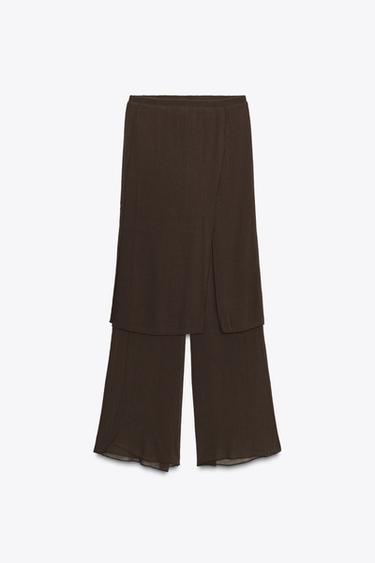 TEXTURED PAREO TROUSERS - Chocolate by Zara - Image 0