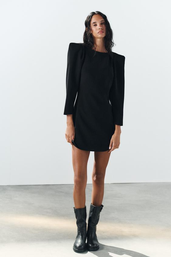 MINI DRESS WITH SHOULDER PADS - Black by Zara - Image 0