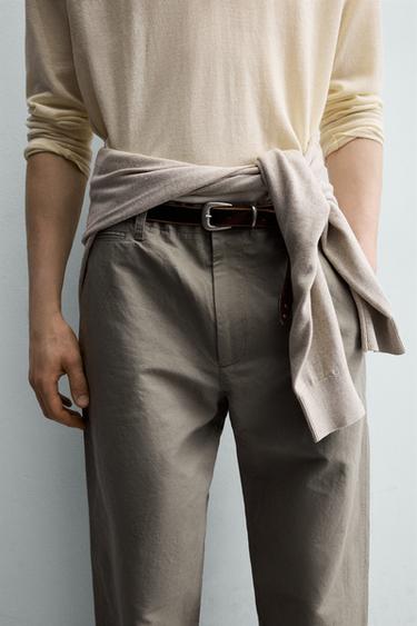 RELAXED FIT TROUSERS WITH TAB - Grey green by Zara - Image 4