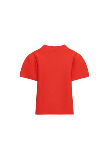 TOP PUNTO MANGA ABALONADA - Vermello / Coral de Zara