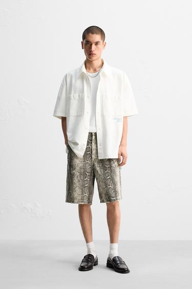 ANIMAL PRINT CARPENTER POCKET BERMUDA SHORTS - Printed by Zara