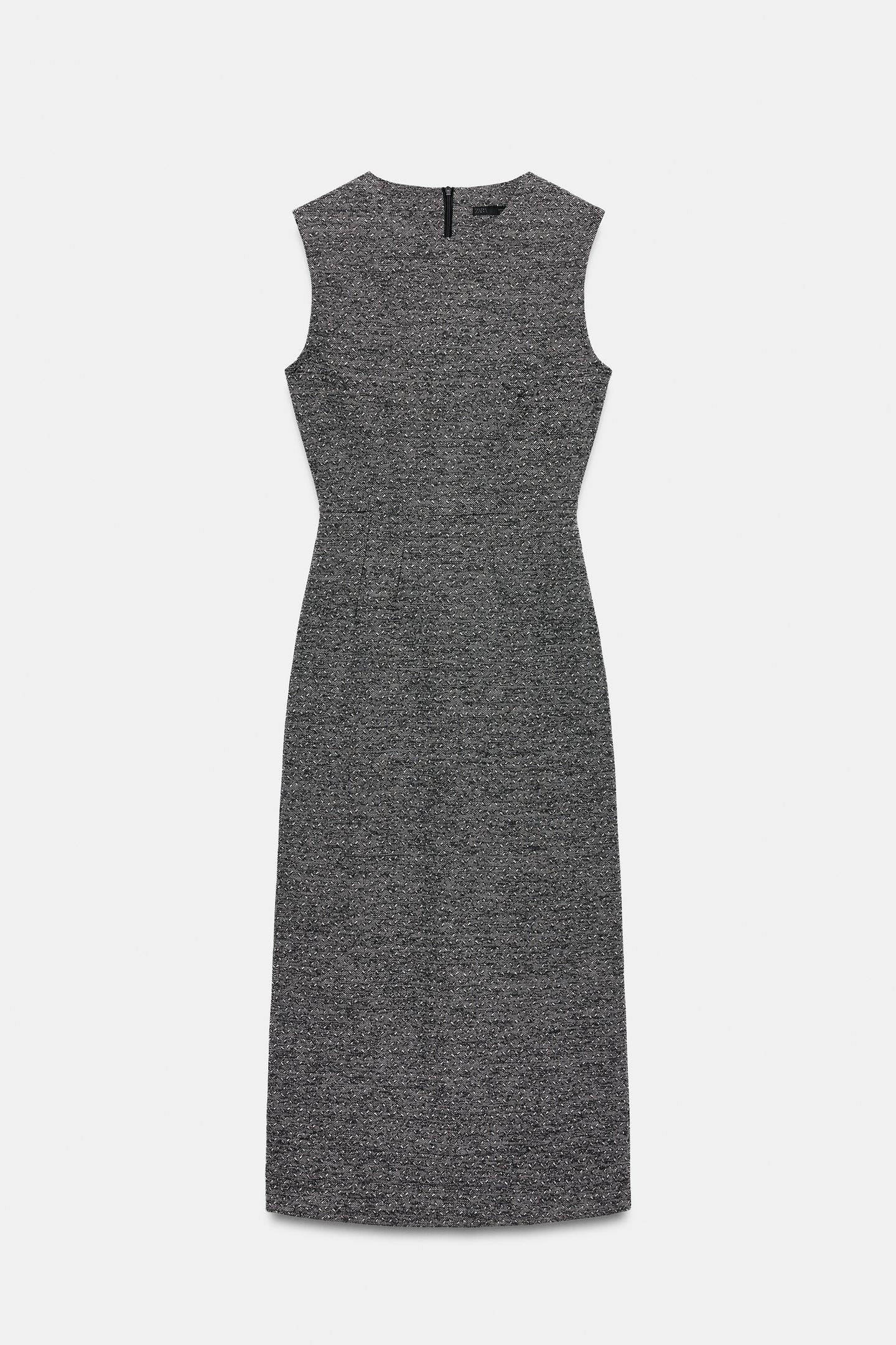 Женское платье Zara Structured MIDI, цвет: Чёрный / Белый — фото 7