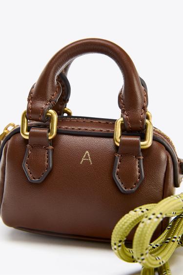 Zara CITY CHARM MINI BAG - Dark tan