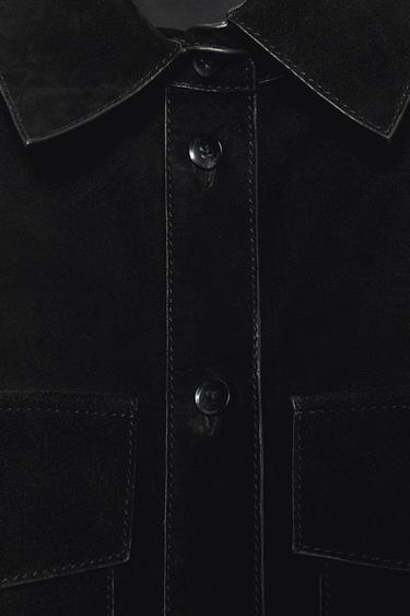 ZW COLLECTION SUEDE LEATHER SHIRT - Black by Zara - Image 6