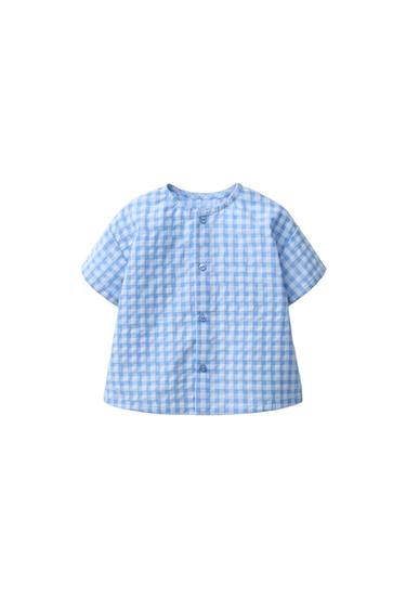 GINGHAM SHIRT - Mid-blue by Zara