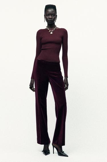 LONG SLEEVE KNIT JUMPER - Burgundy by Zara - Image 0
