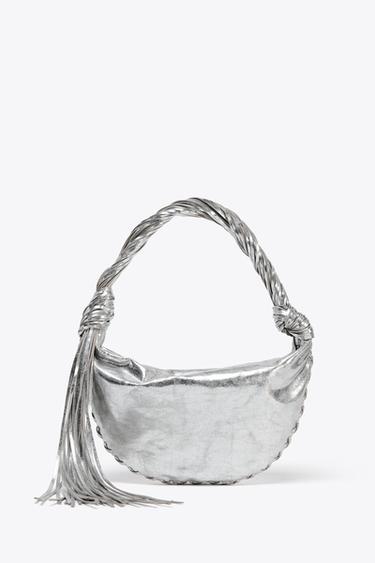 BOLSO FLECOS EFECTO METALIZADO - Plata de Zara