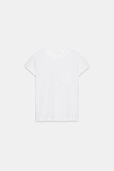 CAMISETA LAVADA BOLSILLO - Blanco de Zara