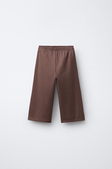 RAISED SLOGAN WIDE-LEG SWEATPANTS - Chocolate by Zara - Image 1