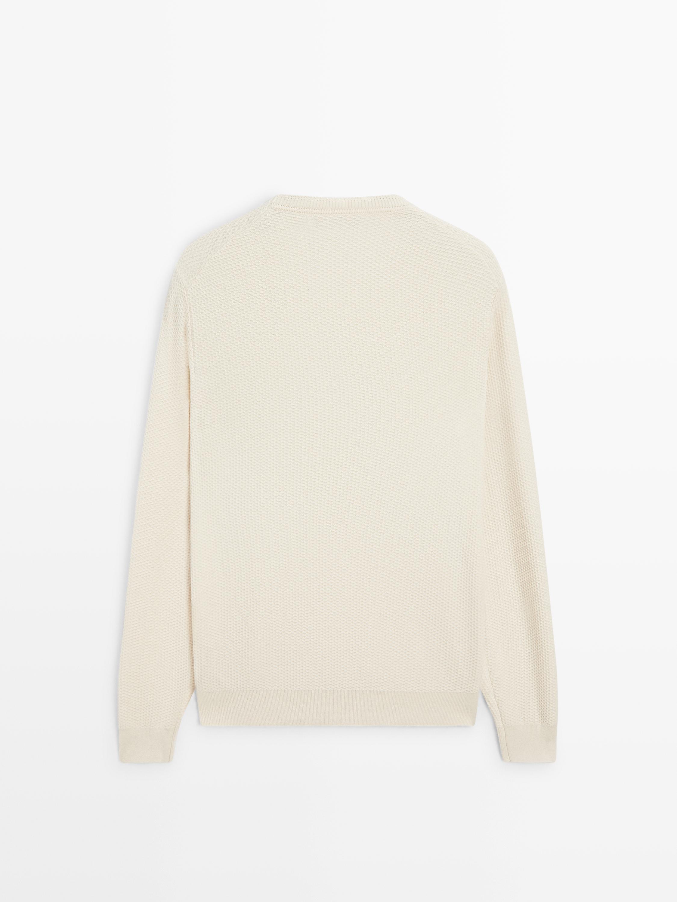 Pull en maille texturée de coton mélangé