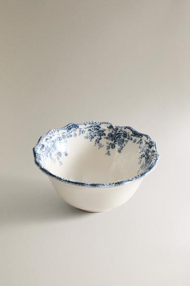 BOL APÉRITIF FAÏENCE FLORALE - Bleu de Zara - Image 1