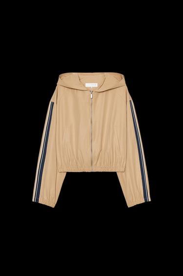 HOODED JACKET WITH SIDE STRIPES - Mid-camel by Zara - Image 0