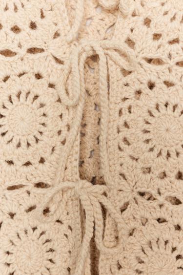 CROCHET KNIT JUMPER - Cream by Zara - Image 7
