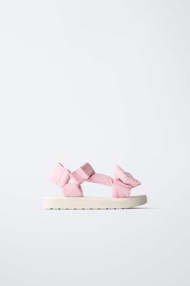 SANDALES MATELASSÉES AVEC NŒUD - Rose de Zara