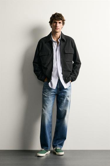 REGULAR FIT ZIP-UP OVERSHIRT - Black by Zara - Image 0