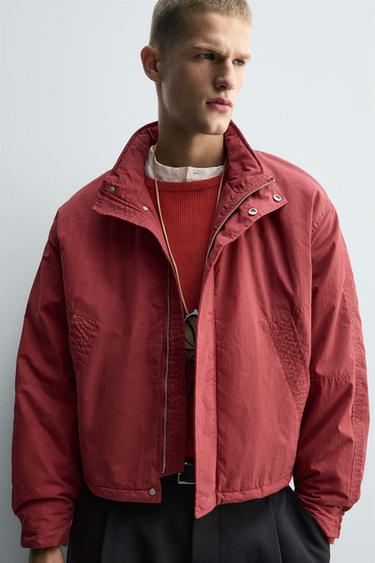WAXED FINISH QUILTED JACKET - Red by Zara - Image 4