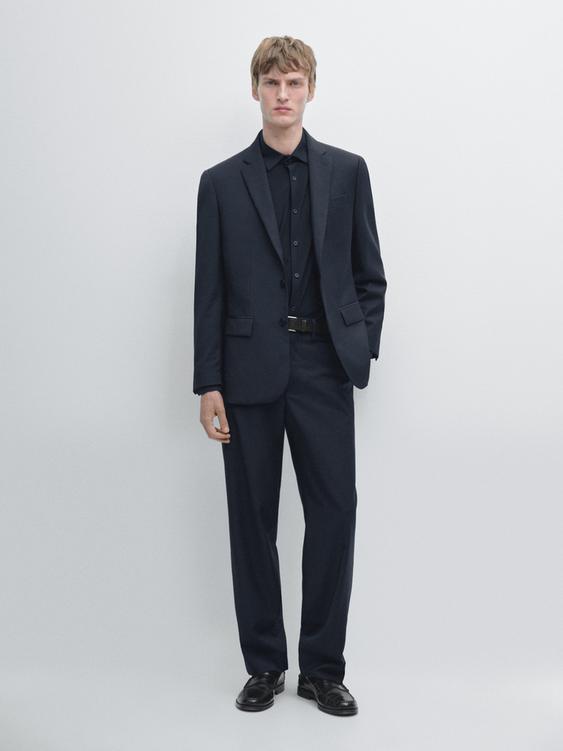 Wide-leg wool suit trousers
