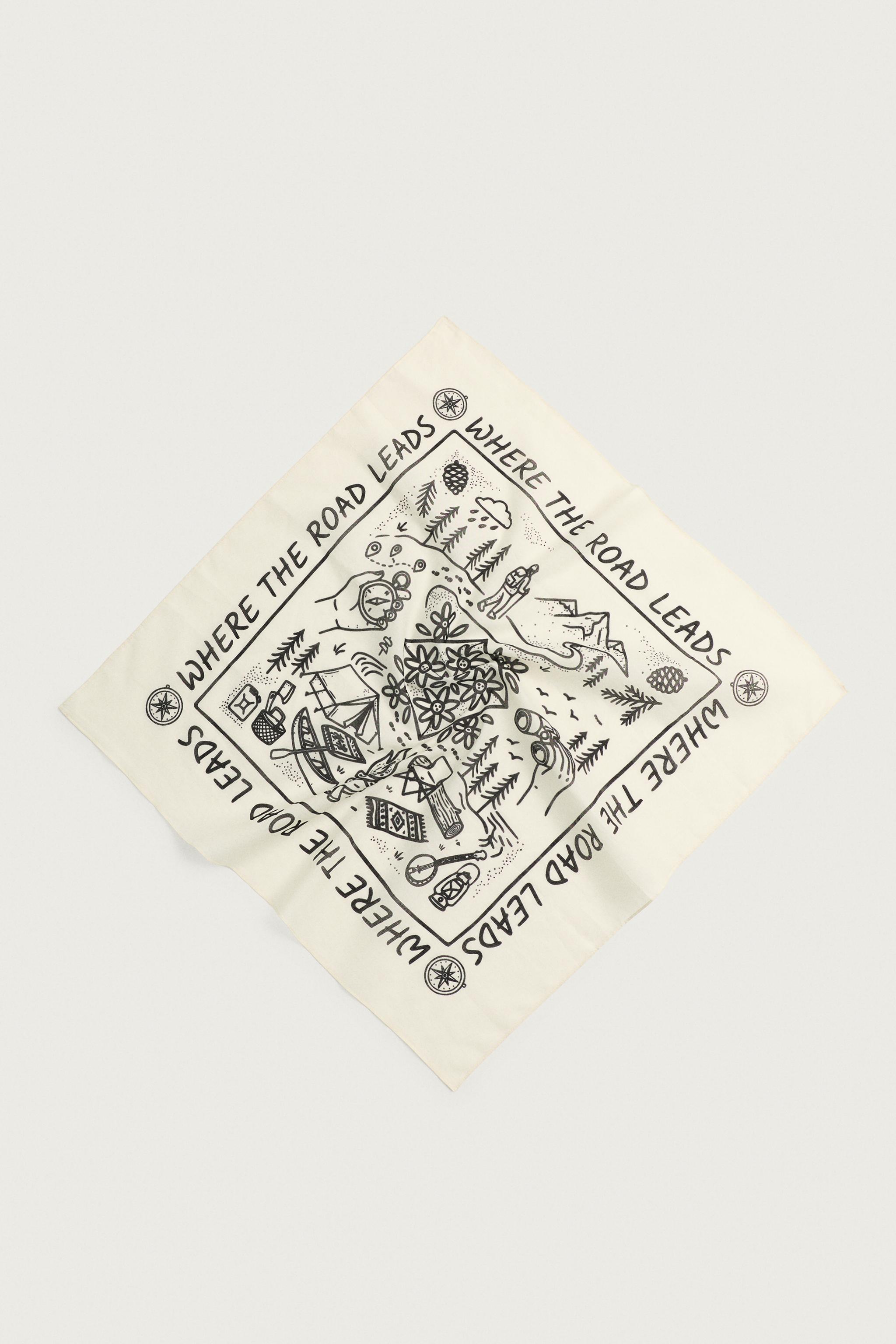 GRAPHIC PRINT BANDANA — Ecru