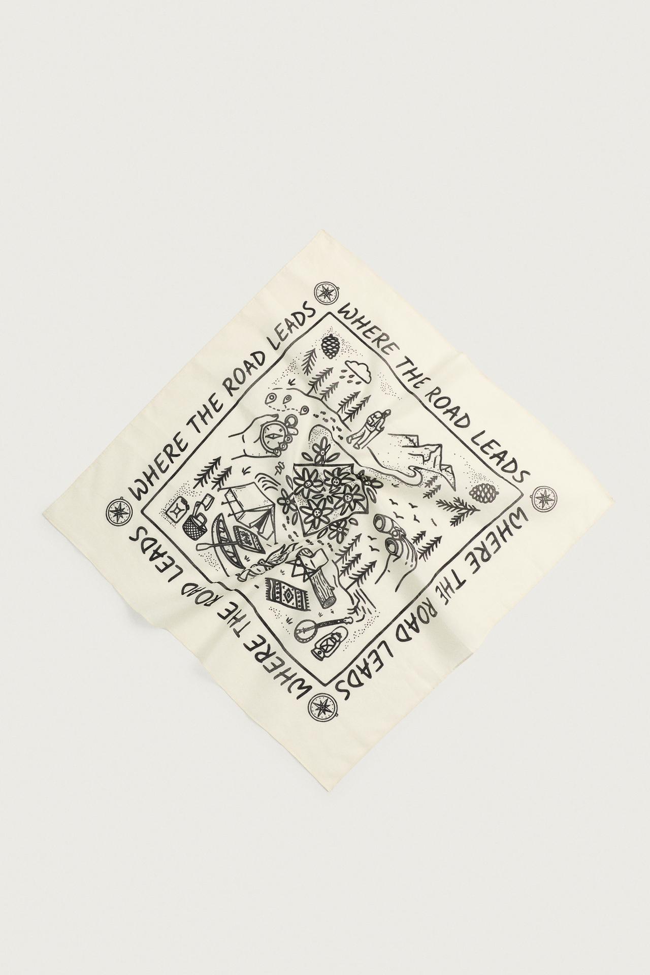 GRAPHIC PRINT BANDANA — Ecru