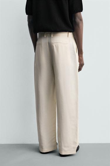 PANTALON COUPE DÉCONTRACTÉE À PLIS - Beige clair de Zara - Image 2