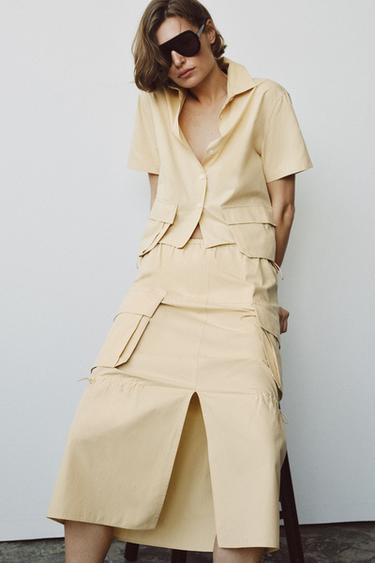 ZW COLLECTION SHIRT WITH POCKETS - Yellow by Zara - Image 1