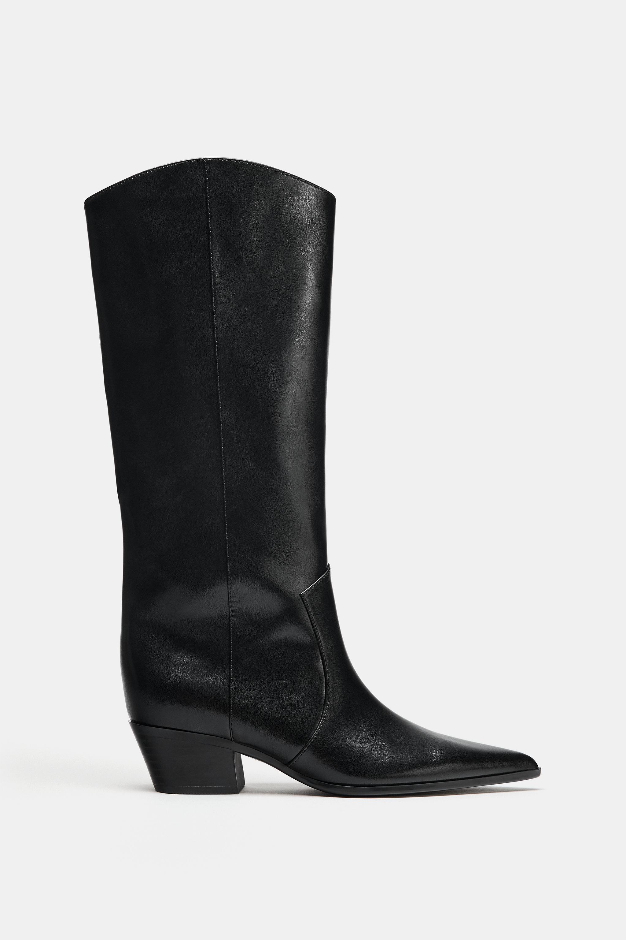 COWBOY HEELED BOOTS — Black