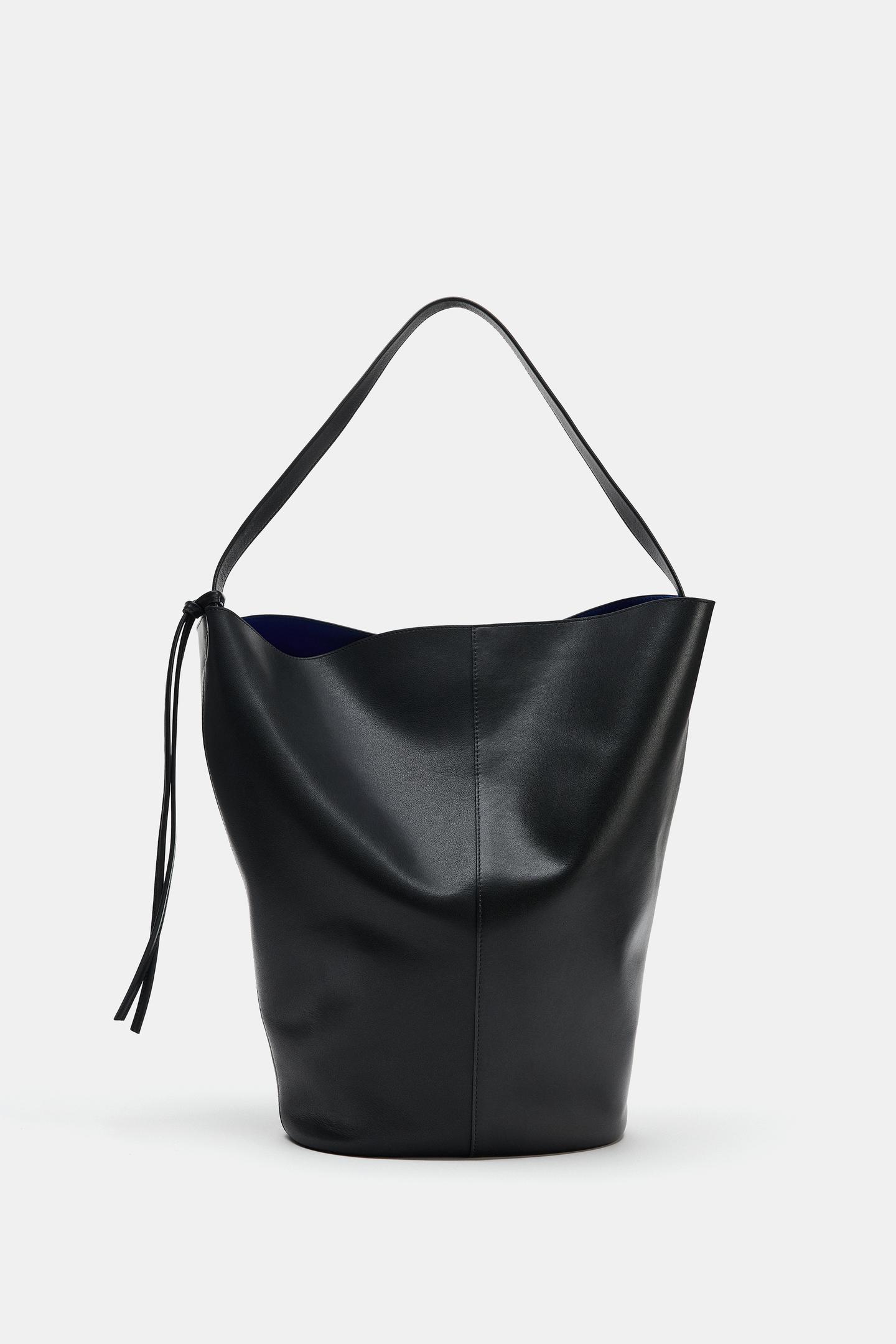 Женская сумка Zara Maxi Leather Shoulder, цвет: Чёрный — фото 3