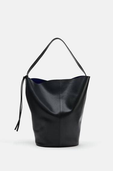 MAXI LEATHER SHOULDER BAG - Black by Zara