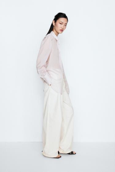 Zara Flowing striped shirt - STUDIO - Pink / Mauve - Image 0