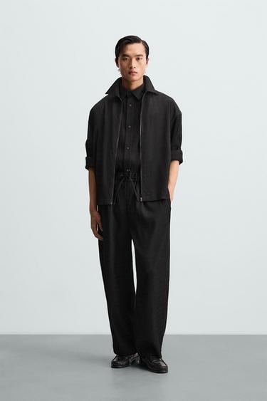 TEXTURED ZIP-UP SHIRT - Black by Zara - Image 0