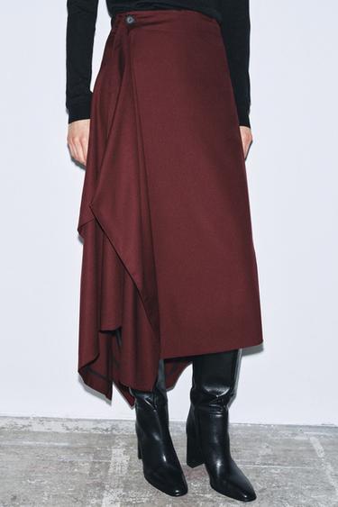 JUPE ASYMÉTRIQUE ZW COLLECTION - Bordeaux de Zara - Image 5