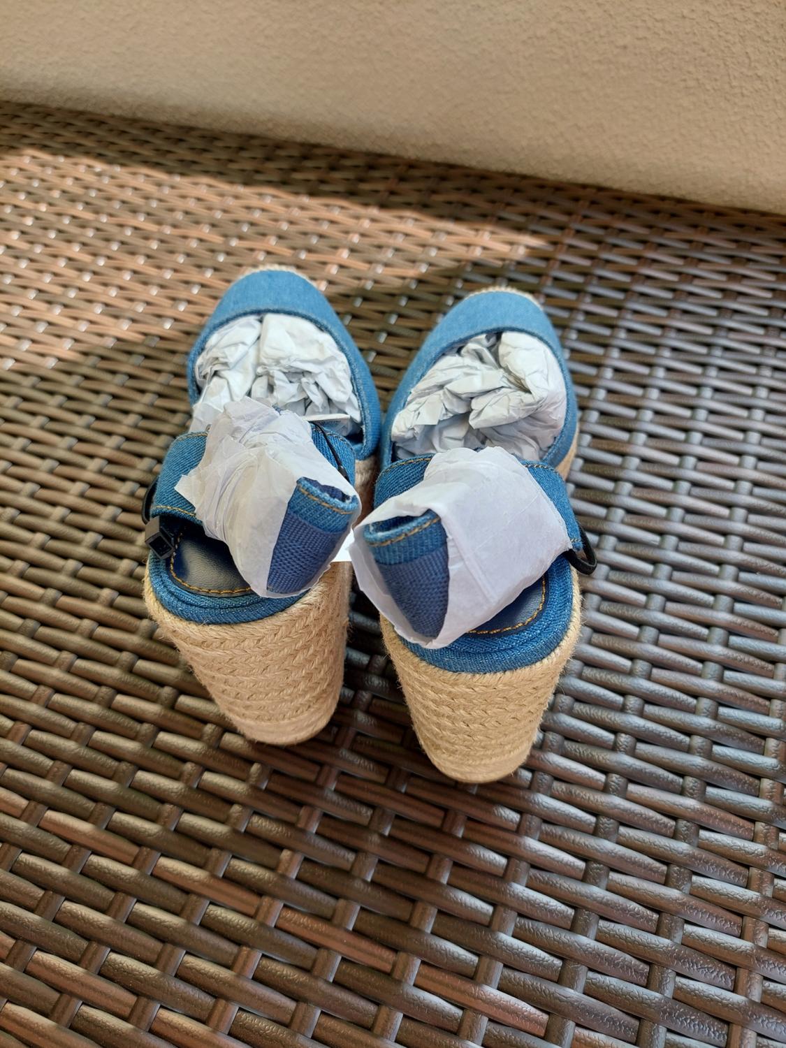 LACE UP DENIM WEDGE HEEL SHOES - Image 2
