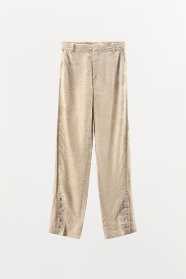 PANTALÓN JACQUARD BOTONES ZW COLLECTION LIMITED EDITION - Crudo de Zara
