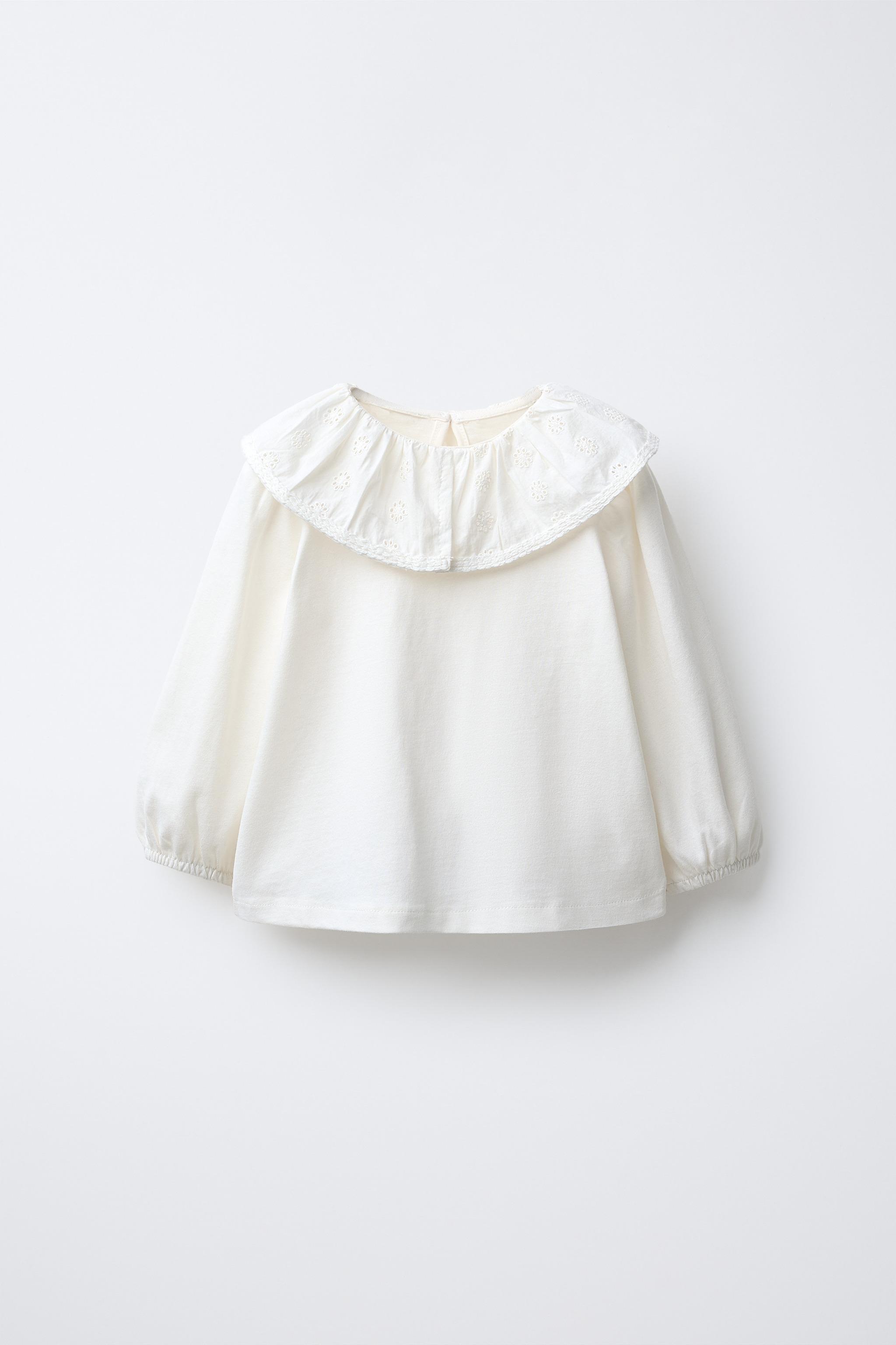 EMBROIDERED PETER PAN COLLAR T-SHIRT