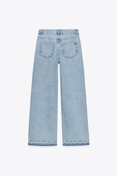 Z1975 WIDE-LEG HIGH-WAIST JEANS WITH CROCHET TRIM - Mid-blue by Zara - Image 9