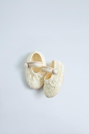 Zara COTTON BOOTIES - Off White