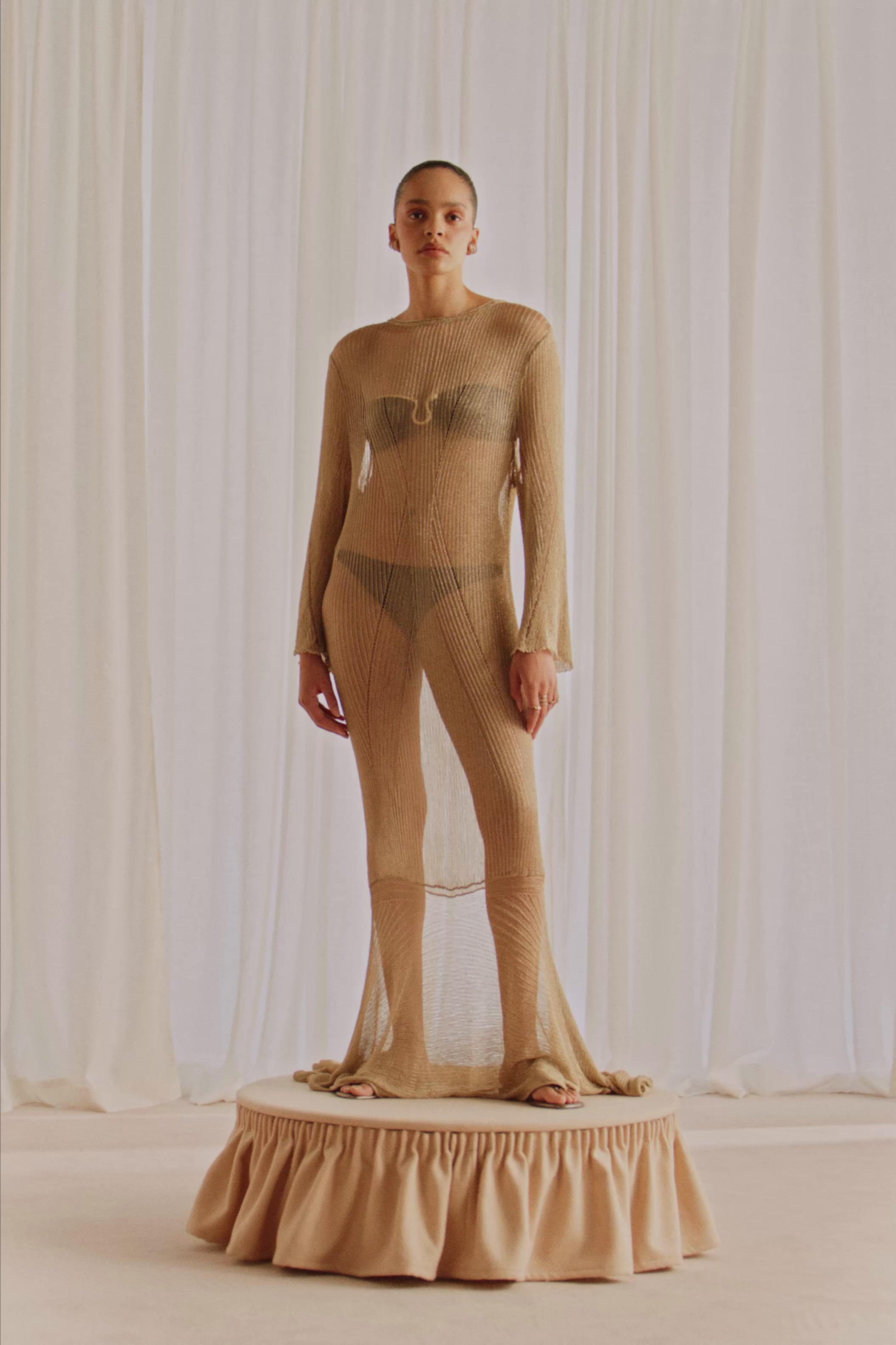 Robe longue en maille à fil métallisé Marisa Berenson x Zara