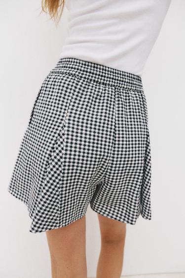 FLARED GINGHAM SKORT - Blue by Zara - Image 3