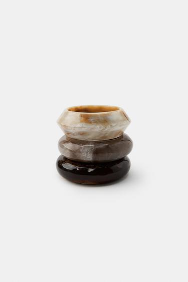 PACK OF 3 RIGID RESIN BRACELETS - Brown by Zara