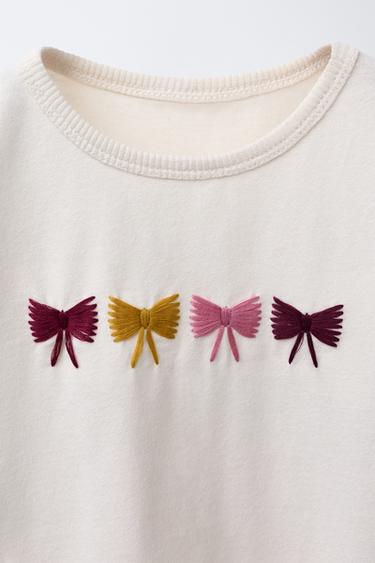 CONTRAST EMBROIDERY T-SHIRT - Ecru by Zara - Image 2