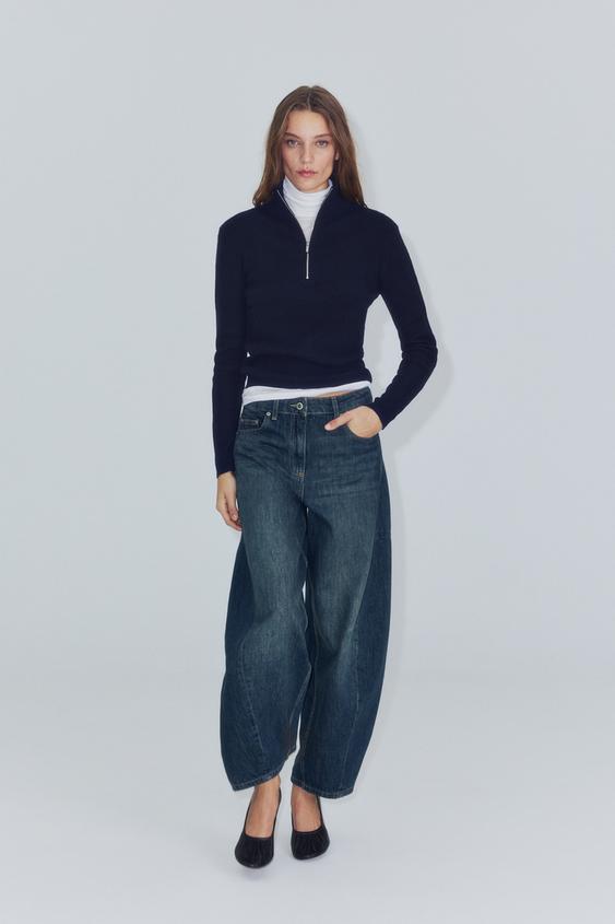 Zara ZW COLLECTION MID-RISE BALLOON JEANS - Mid-blue - Image 0