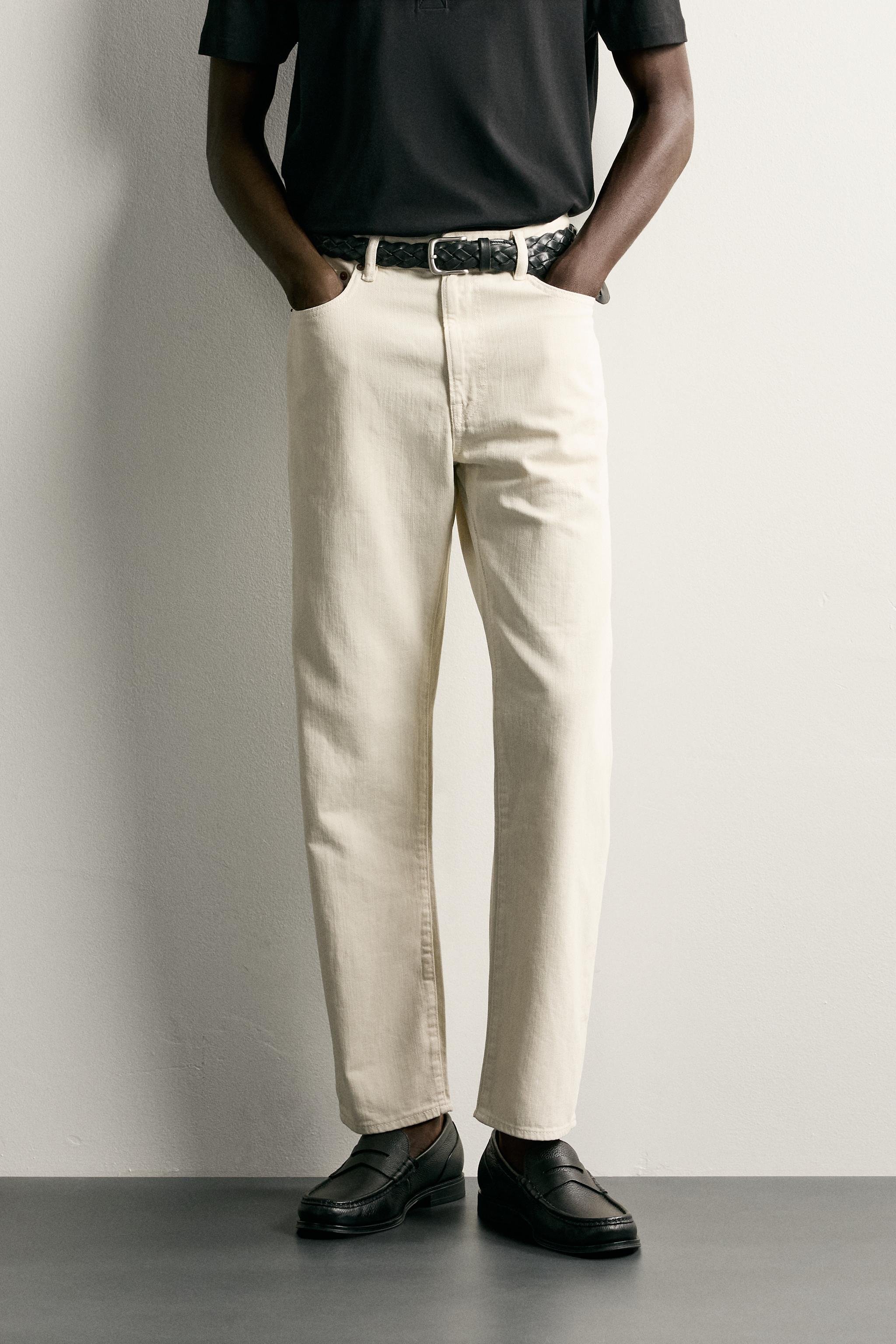LIGHTWEIGHT REGULAR FIT JEANS — Ecru