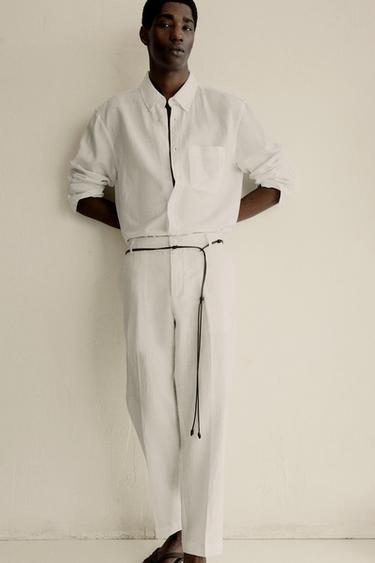 БРЮКИ КЛАССИЧЕСКОГО КРОЯ ИЗ 100% ЛЬНА — БЕЛЫЙ от Zara