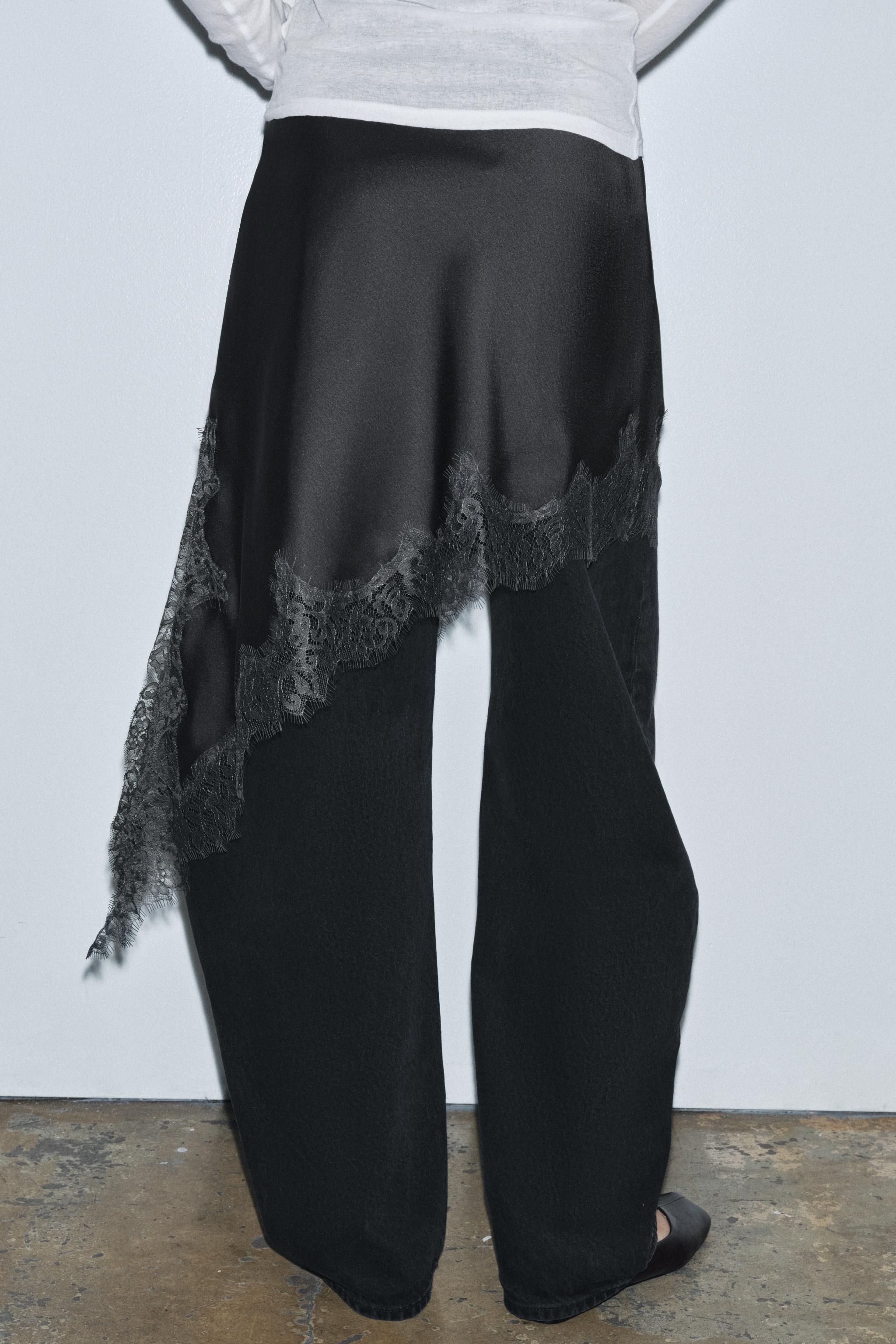 レースサテン ZW COLLECTION スカート - ダークグレー | ZARA Japan / 日本