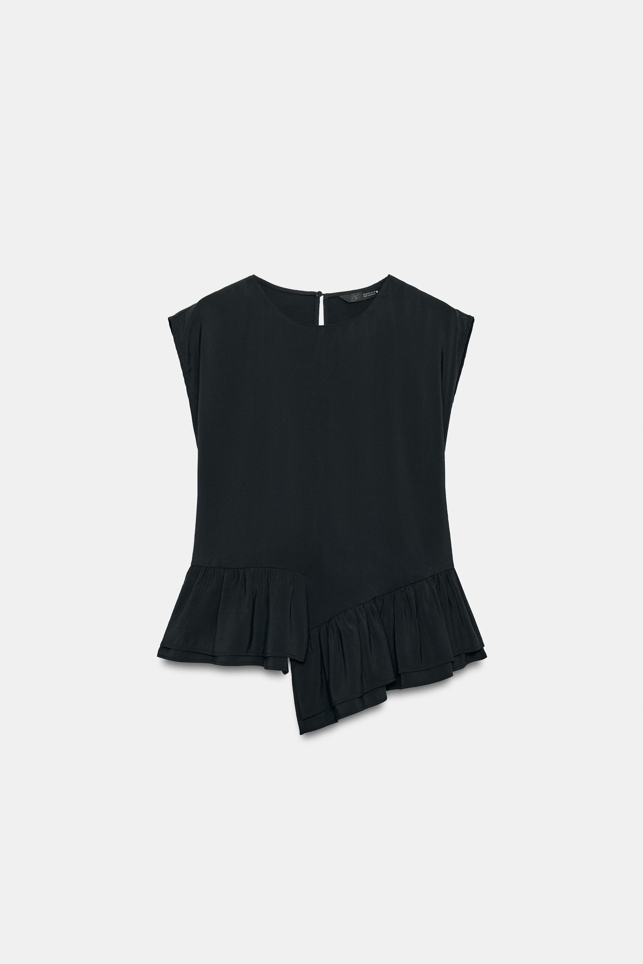 ASYMMETRIC RUFFLES TOP - Black | ZARA South Africa